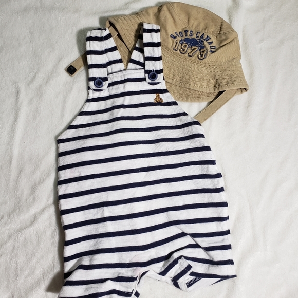 Baby Gap Navy striped Nautical Shortalls/Overalls - Picture 1 of 2
